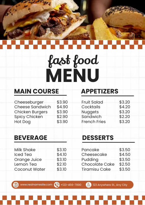 A6 Menu Rectangular Copy of Menu A6 | PosterMyWall