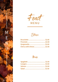 Menu A6 template