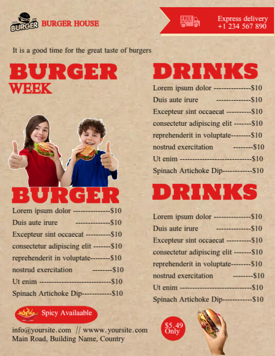 Menu Ads Flyer (US Letter) template