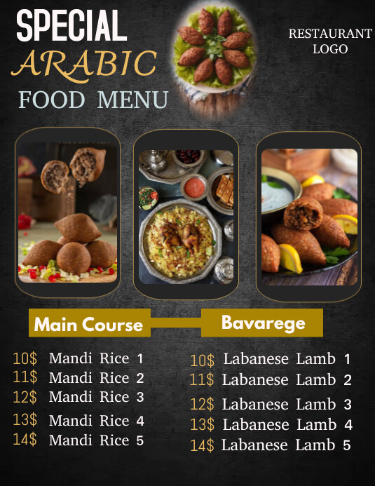 Arab Weekly Menu Menu Arabic Food Template | PosterMyWall