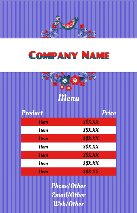 Menu Blue Template | PosterMyWall