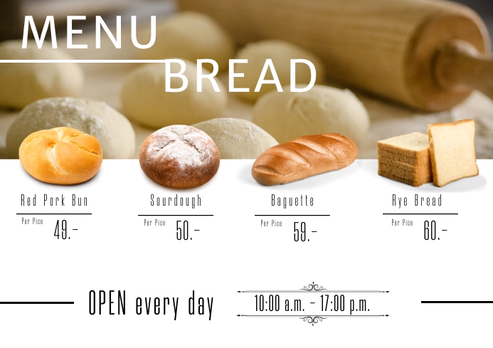 Menu Bread Template | PosterMyWall