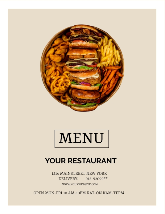 Menu Cover Template PosterMyWall