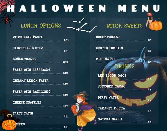 Menu Design For Halloween Template PosterMyWall Menu Design For Halloween Template PosterMyWall