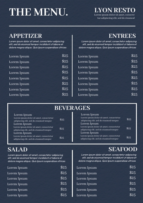 Menu Design Poster Template | PosterMyWall