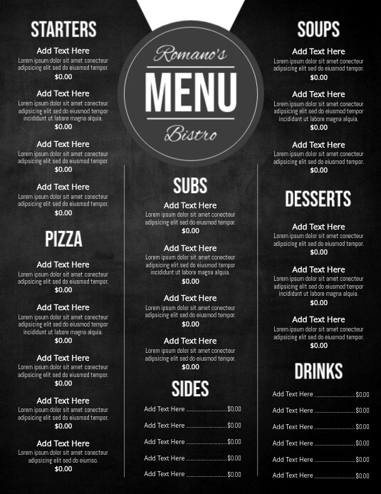 Menu Рекламная листовка (US Letter) template