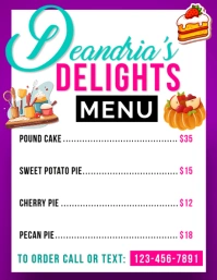 Menu Løbeseddel (US Letter) template