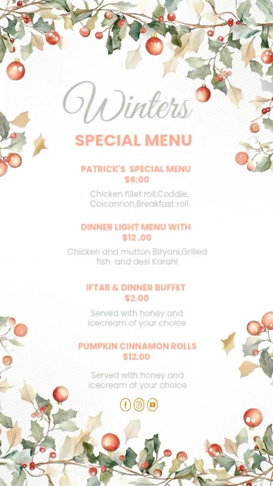 Special Winter Menu Template | PosterMyWall