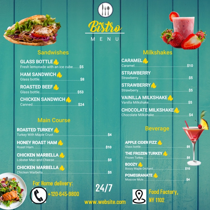 Menu Square Box Menu Template | PosterMyWall