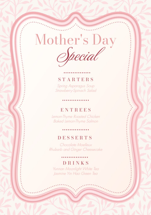 menu A4 template