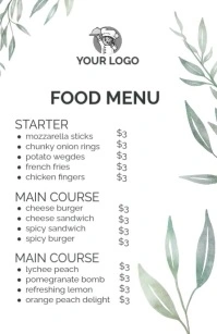 Menu Tabloid template