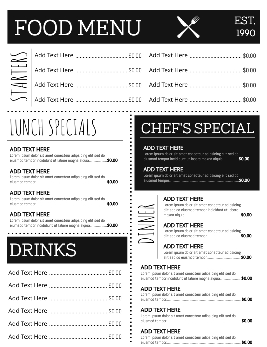 Menu Template | PosterMyWall