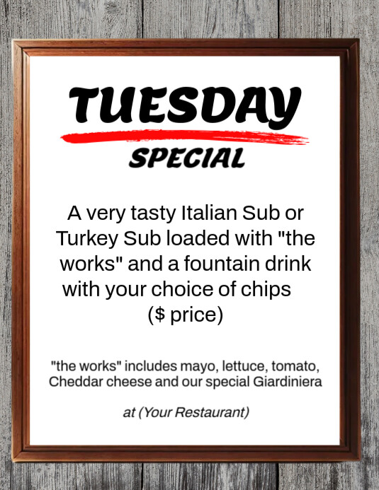 Menu Flyer (US Letter) template