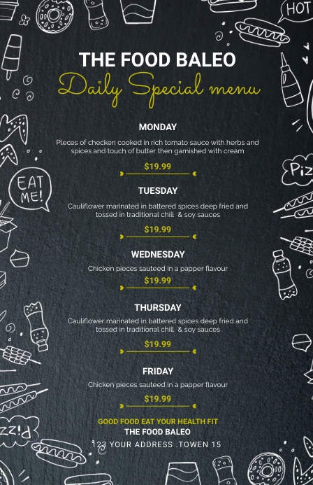 Menu Tabloid template