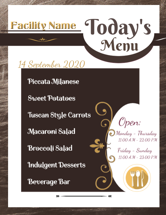 Menu Flyer (US Letter) template