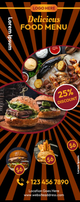 MENU Roll Up Banner 2' × 5' template