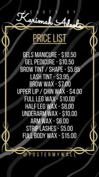 Menu Fashion Price List Instagram Stories template