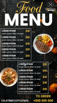 Black Restaurant Menu Digital Display Template