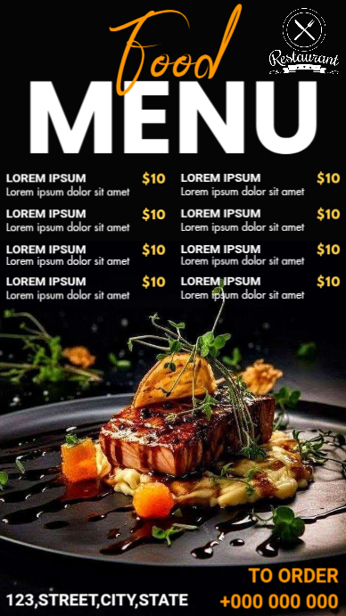 Menu Flyer Digital Display (9:16) template