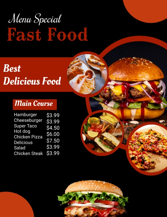 Plantilla de Menu flyer template | PosterMyWall