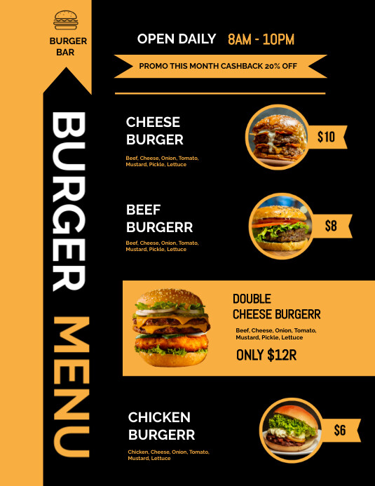 Menu flyer template | PosterMyWall