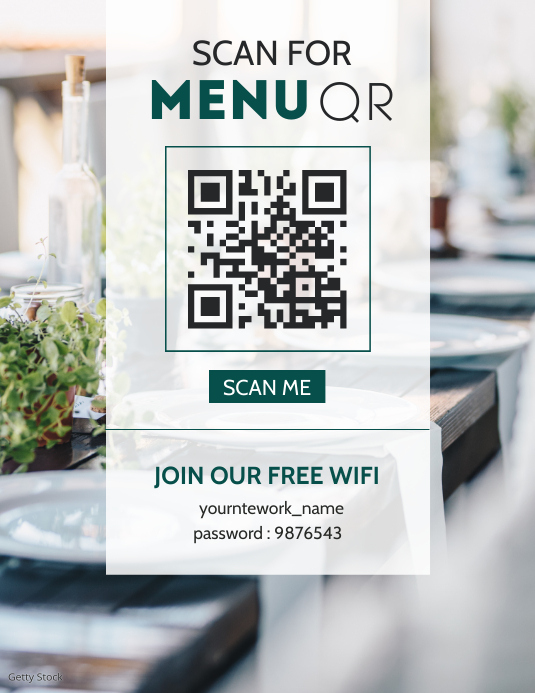 menu flyer template design scan qr code menu | PosterMyWall