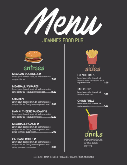 Menu Template PosterMyWall