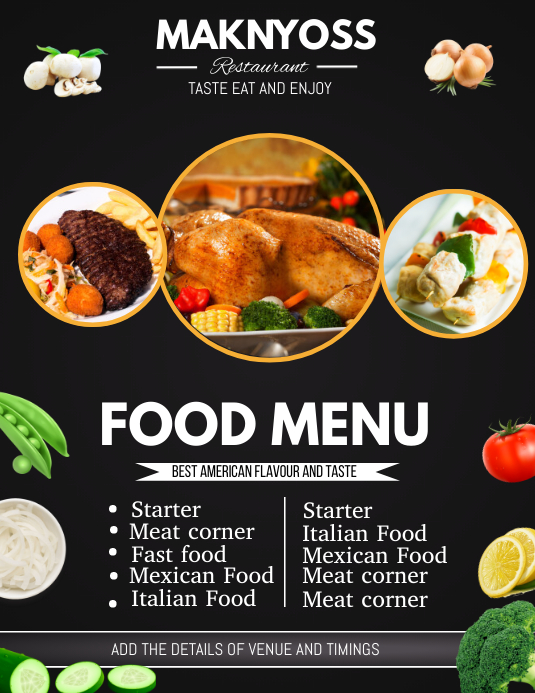 menu flyers,restaurant flyers Ulotka (US Letter) template