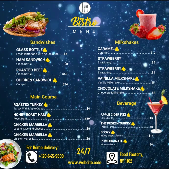 Menu for restaurants Template | PosterMyWall