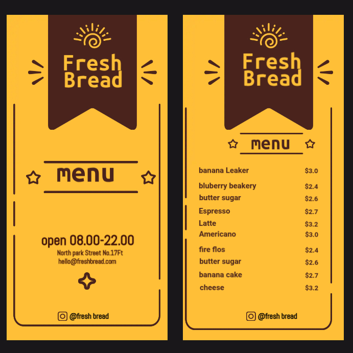 Menu Fresh Bread Template PosterMyWall