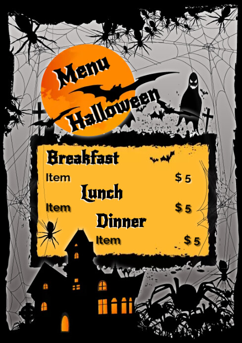 Menu Halloween A4 template