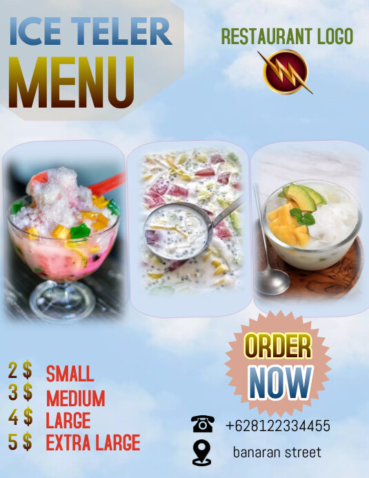 Custom Ice Menu Plantilla de Menu Ice | PosterMyWall