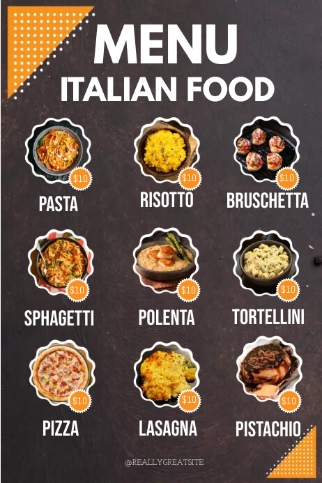 Menu Italian Food Iphosta template