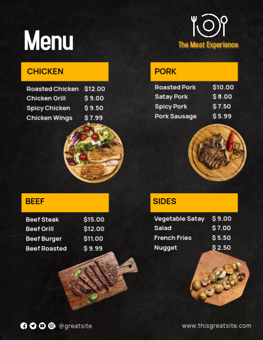 Menu Meat Experience Template | PosterMyWall