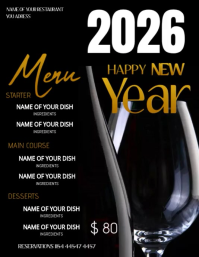 MENU NEW YEAR 2026 Flyer (US Letter) template
