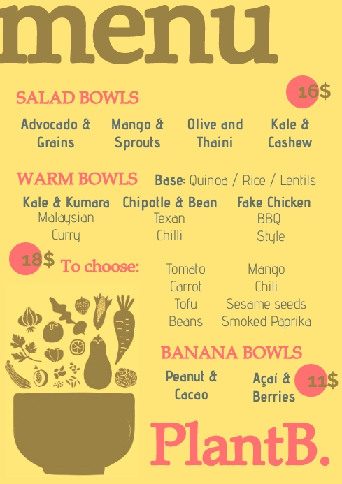 Menu Plant Based Template | PosterMyWall