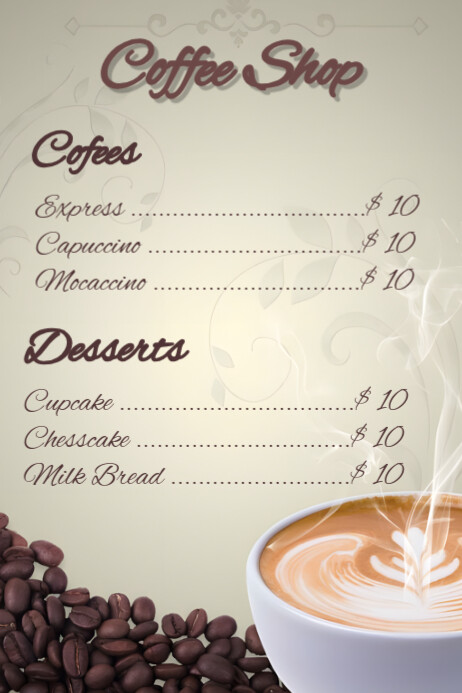 Menu Poster template