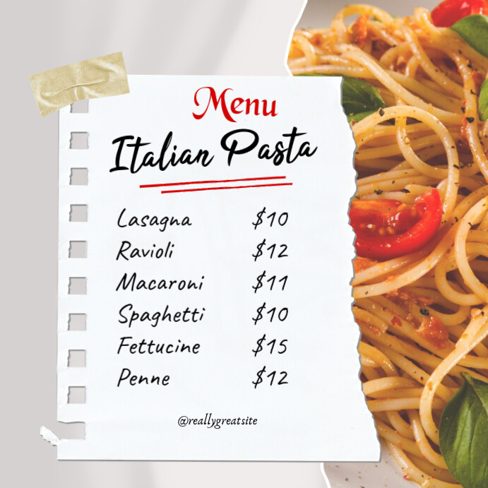 Menu Price List Instagram Post template
