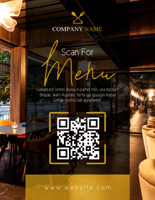 menu qr code scan restaurant Løbeseddel (US Letter) template