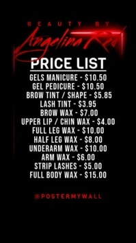 Menu Red Price List Instagram Stories Neon template