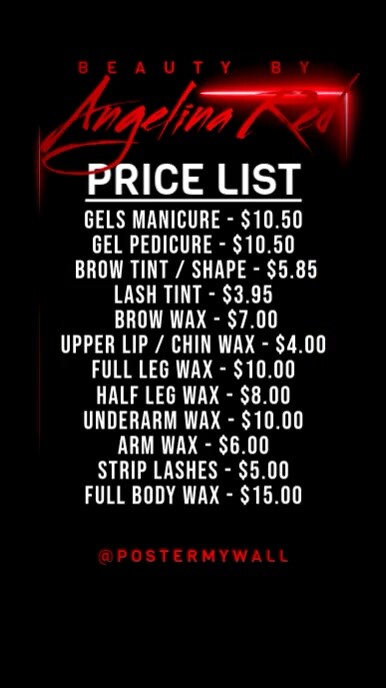 Menu Red Price List Instagram Stories Neon template