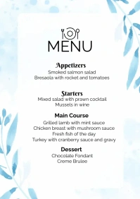 Menu Restaurant A2 template