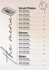 menu restaurant A2 template