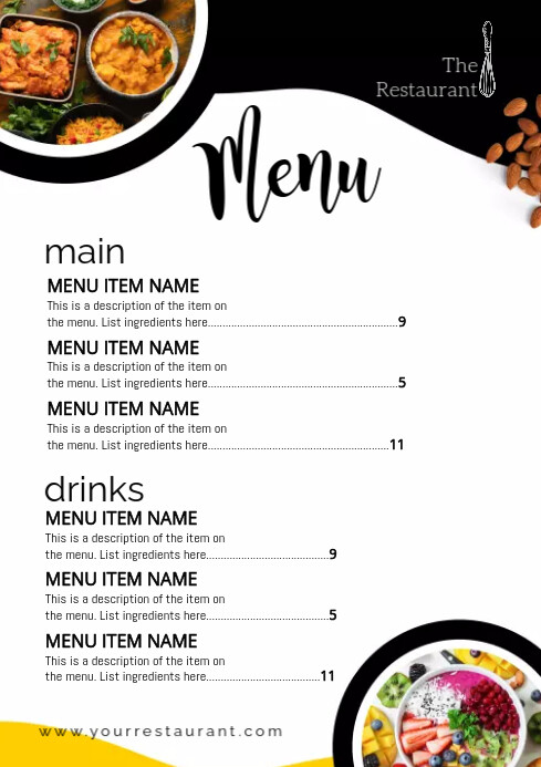 Menu Simple Black White Template PosterMyWall