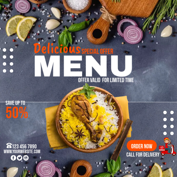 MENU SQUARE.E Template | PosterMyWall