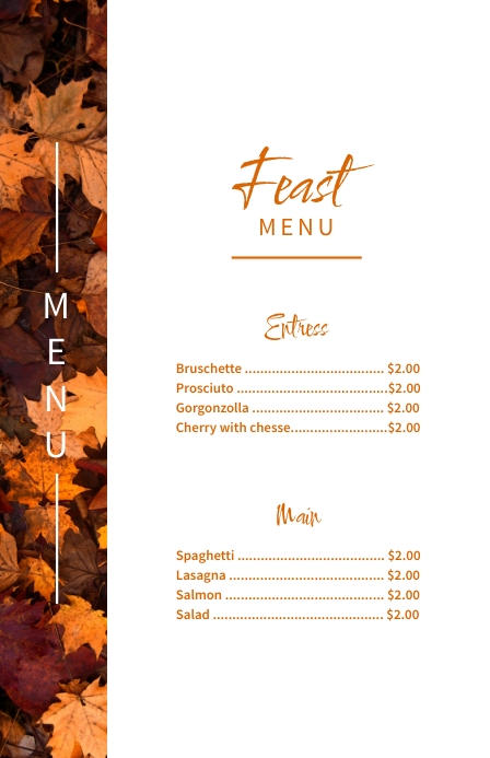 Menu Tabloid template