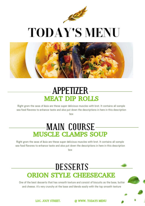 Menu template A4
