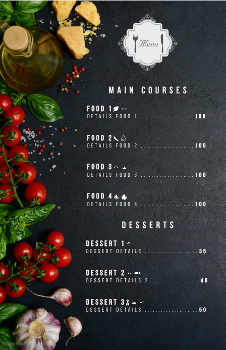 Menu Template Tabloïd