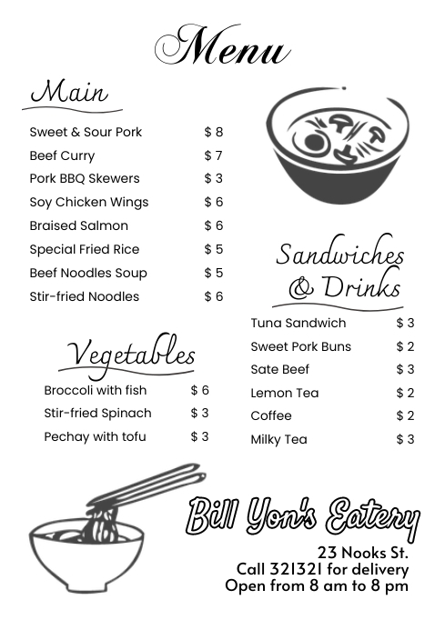 Copy of menu template | PosterMyWall