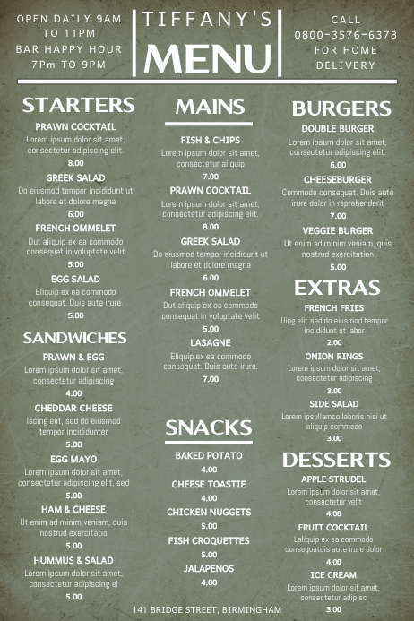 Menu Template 海报